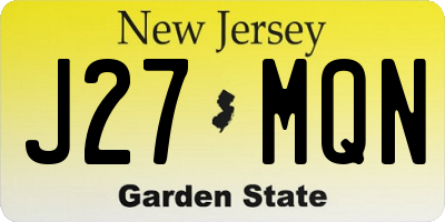 NJ license plate J27MQN
