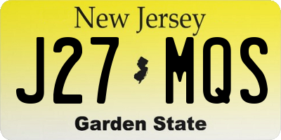 NJ license plate J27MQS
