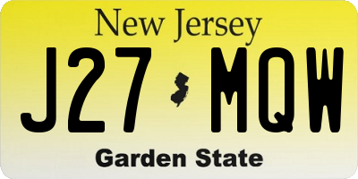 NJ license plate J27MQW