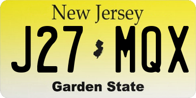NJ license plate J27MQX