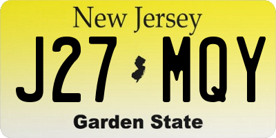 NJ license plate J27MQY