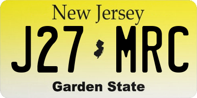 NJ license plate J27MRC