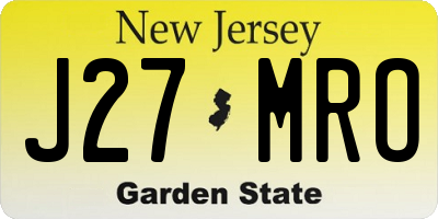 NJ license plate J27MRO