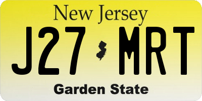 NJ license plate J27MRT