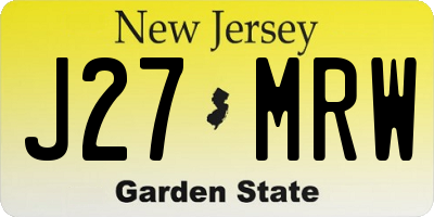 NJ license plate J27MRW