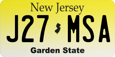 NJ license plate J27MSA