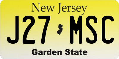 NJ license plate J27MSC