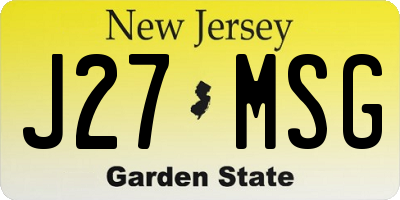 NJ license plate J27MSG