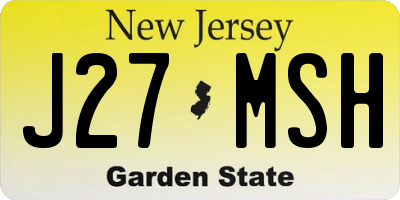 NJ license plate J27MSH