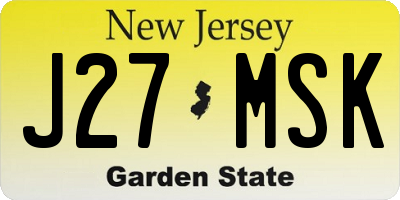 NJ license plate J27MSK