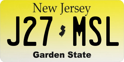 NJ license plate J27MSL