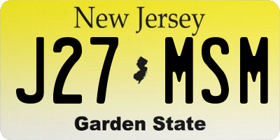 NJ license plate J27MSM