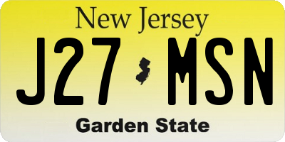 NJ license plate J27MSN