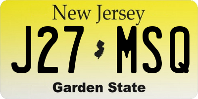 NJ license plate J27MSQ