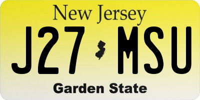 NJ license plate J27MSU