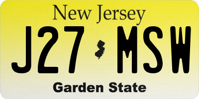 NJ license plate J27MSW