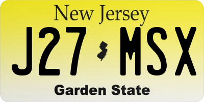 NJ license plate J27MSX