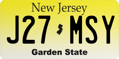 NJ license plate J27MSY