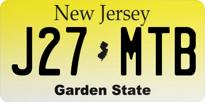 NJ license plate J27MTB