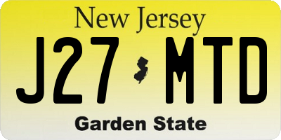 NJ license plate J27MTD