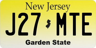 NJ license plate J27MTE