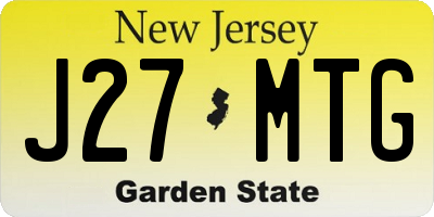 NJ license plate J27MTG