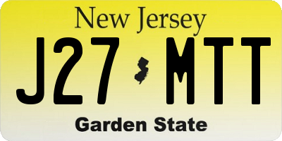 NJ license plate J27MTT