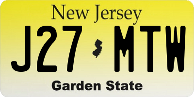 NJ license plate J27MTW