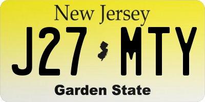 NJ license plate J27MTY