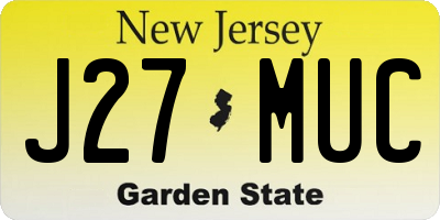 NJ license plate J27MUC