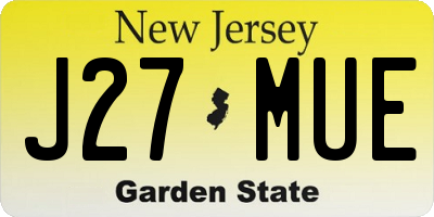 NJ license plate J27MUE