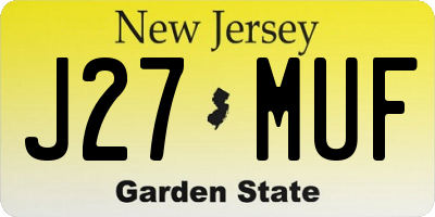 NJ license plate J27MUF
