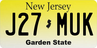 NJ license plate J27MUK