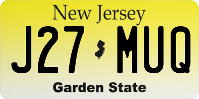 NJ license plate J27MUQ