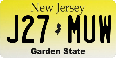 NJ license plate J27MUW
