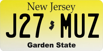 NJ license plate J27MUZ