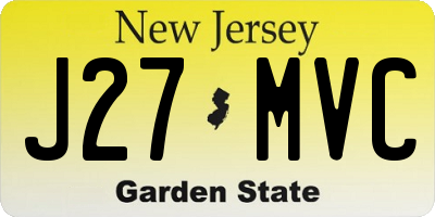 NJ license plate J27MVC
