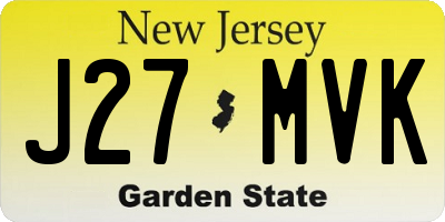 NJ license plate J27MVK