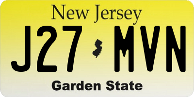 NJ license plate J27MVN