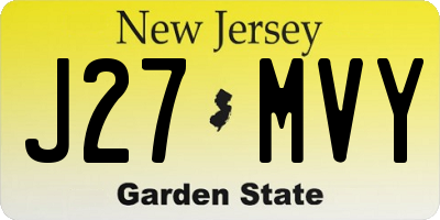 NJ license plate J27MVY