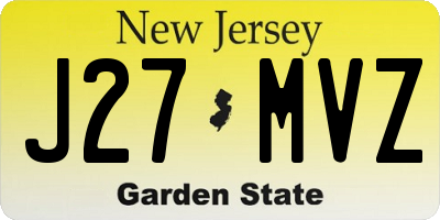 NJ license plate J27MVZ