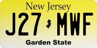 NJ license plate J27MWF