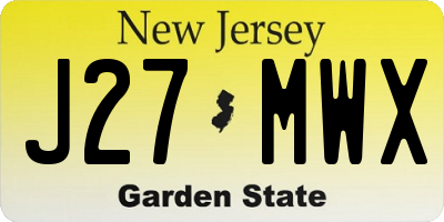 NJ license plate J27MWX