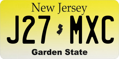 NJ license plate J27MXC