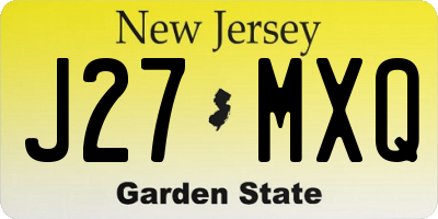 NJ license plate J27MXQ