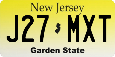 NJ license plate J27MXT