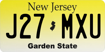 NJ license plate J27MXU