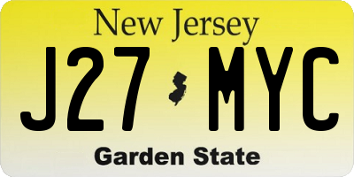 NJ license plate J27MYC