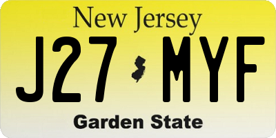 NJ license plate J27MYF