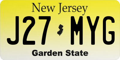 NJ license plate J27MYG
